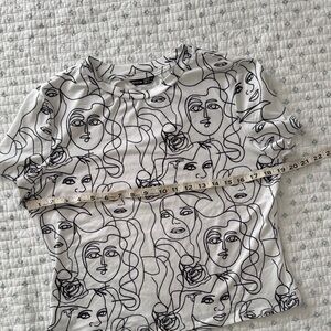 SHEIN Black and White Artistic Face Print Tee
